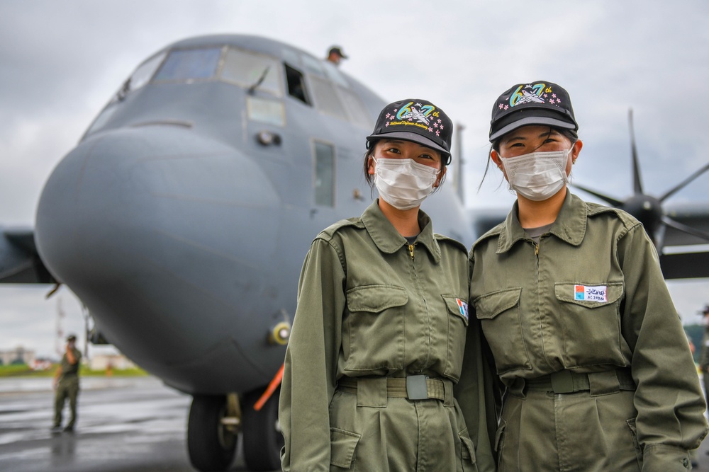 Air Cadets from the National Defense Academy of Japan tour aircraft assigned to the 36th and 459th Airlift Squadrons