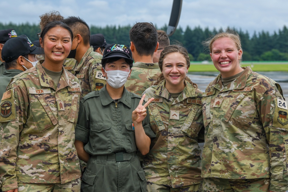 Air Cadets from the National Defense Academy of Japan tour aircraft assigned to the 36th and 459th Airlift Squadrons