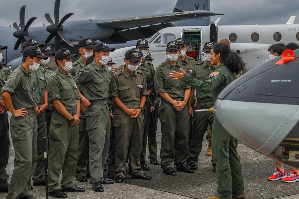 Air Cadets from the National Defense Academy of Japan tour aircraft assigned to the 36th and 459th Airlift Squadrons