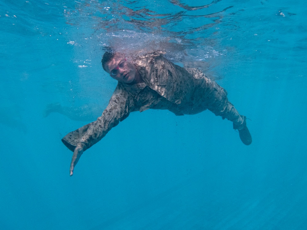 Marines complete one of the most difficult swim qualifications the Marine Corps offers