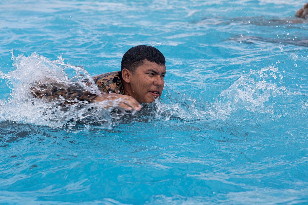 Marines complete one of the most difficult swim qualifications the Marine Corps offers