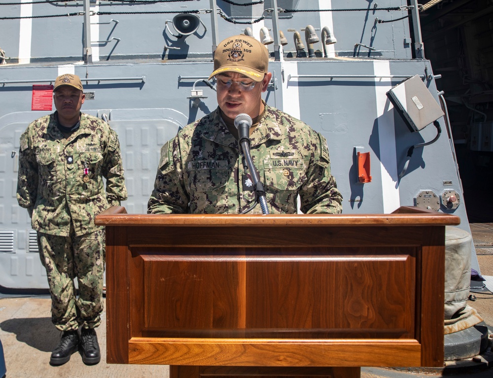 USS Dewey (DDG 105) Conducts Change of Command Ceremony