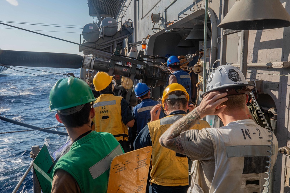 USS San Jacinto conducts replenishment at sea