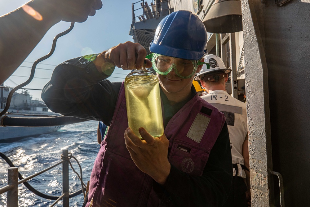 USS San Jacinto conducts replenishment at sea