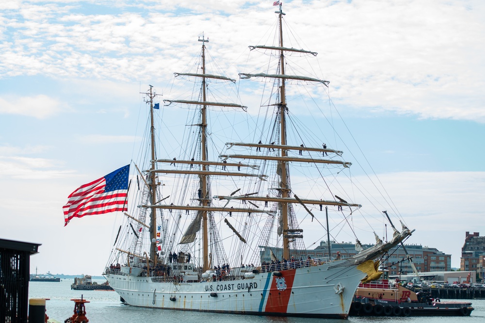 USCGC Eagle ports alongside USS Constitution