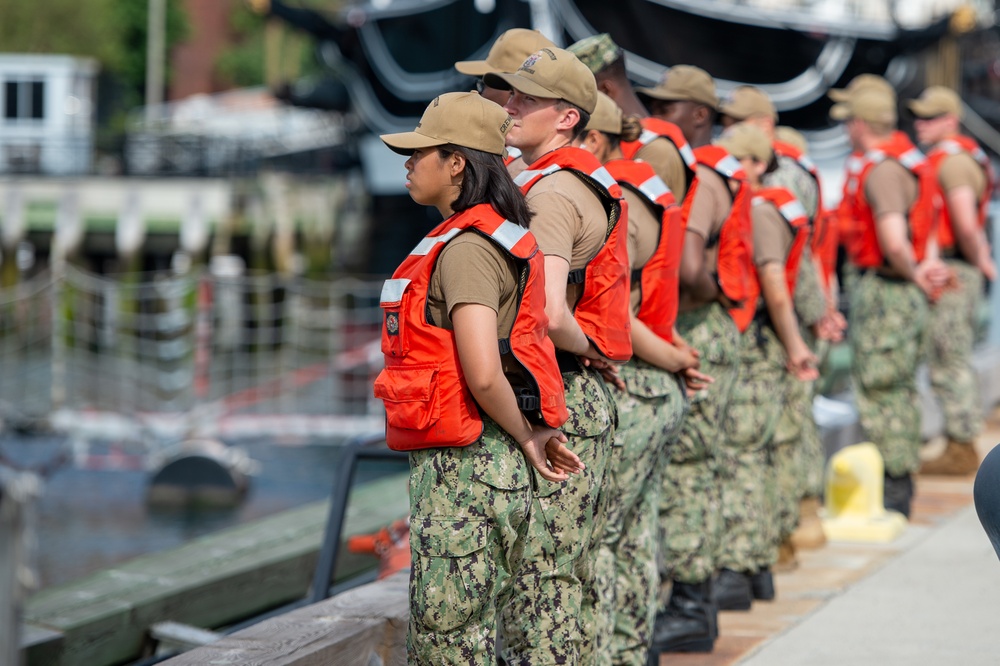 USS Constitution Sailors Conduct Line Handling