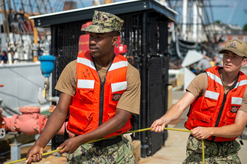 USS Constitution Sailors Conduct Line Handling