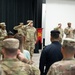 U.S. Service Member and Guest Stand for National Guard Anthem During 462nd MCB Tranfer of Authority