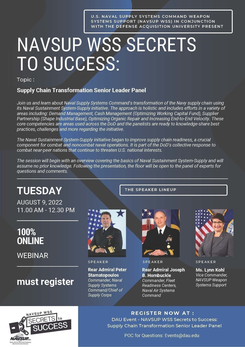 Naval Supply Systems Command Weapon Systems Support invites defense acquisition workforce to free webcast, supply transformation senior leader panel