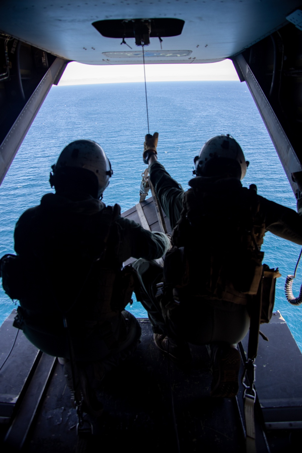 U.S. Marine Corps MV-22B Osprey resupplies U.S. Navy submarine