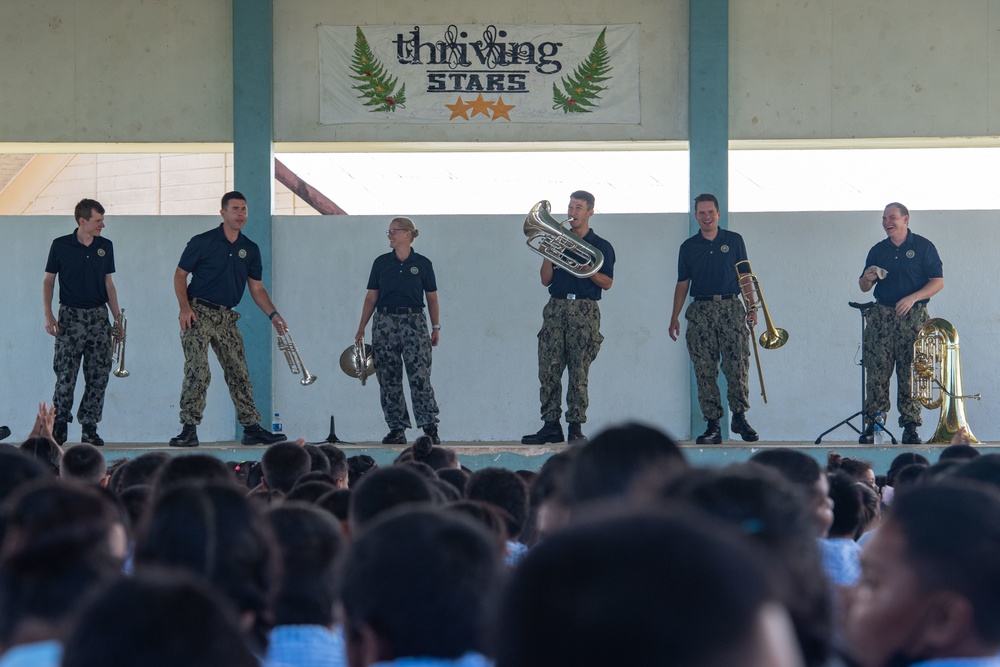 U.S. Pacific Fleet Band performs at the Koror Elementary School in Palau during Pacific Partnership 2022