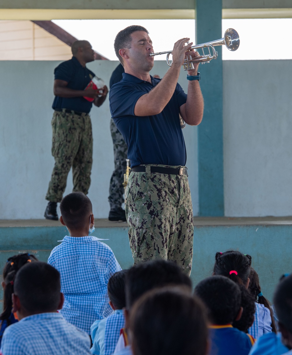 U.S. Pacific Fleet Band performs at the Koror Elementary School in Palau during Pacific Partnership 2022