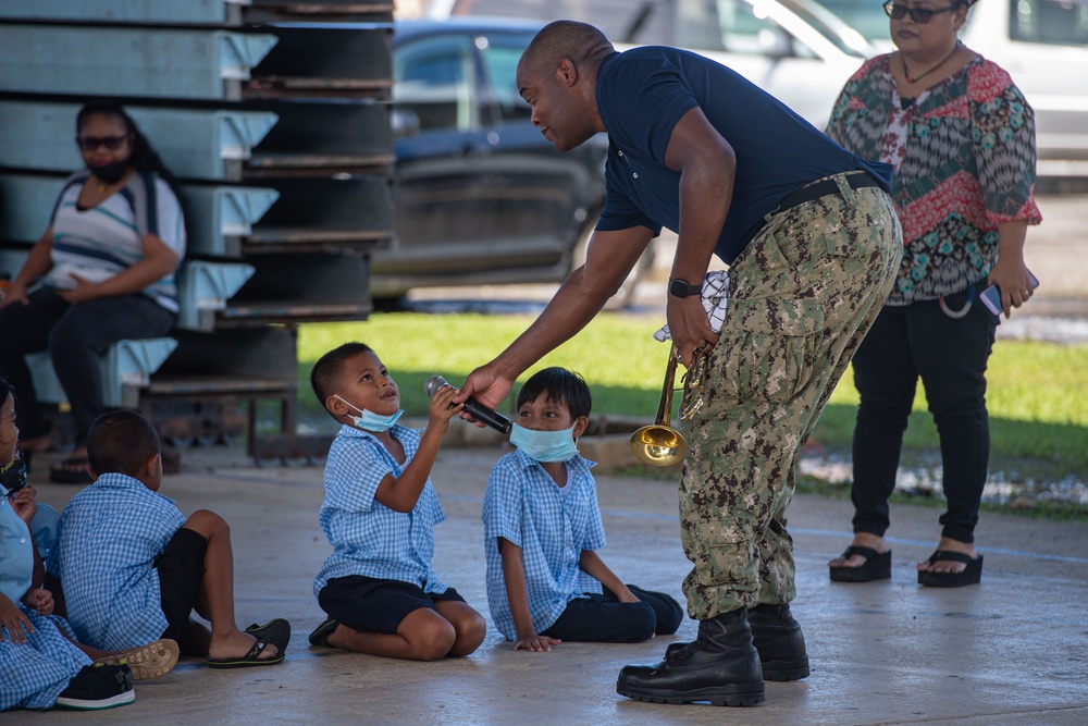 U.S. Pacific Fleet Band performs at the Koror Elementary School in Palau during Pacific Partnership 2022