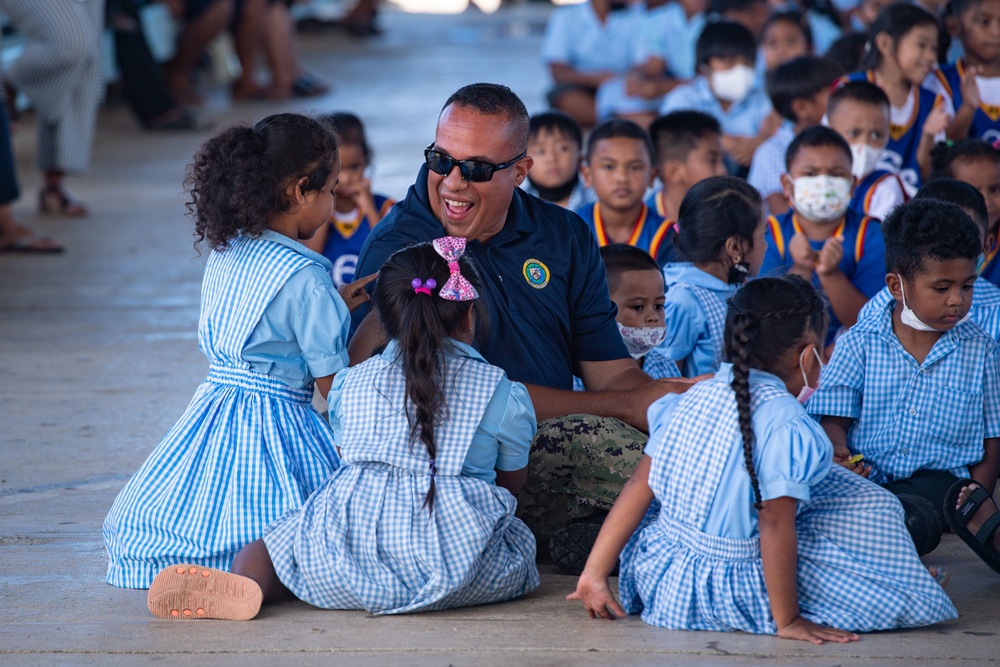 U.S. Pacific Fleet Band performs at the Koror Elementary School in Palau during Pacific Partnership 2022