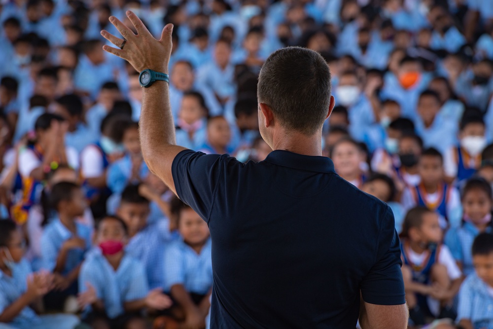 U.S. Pacific Fleet Band performs at the Koror Elementary School in Palau during Pacific Partnership 2022