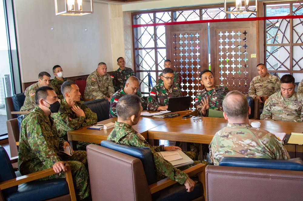 Key Leadership conduct a planning session ahead of Garuda Shield Airborne Operation.