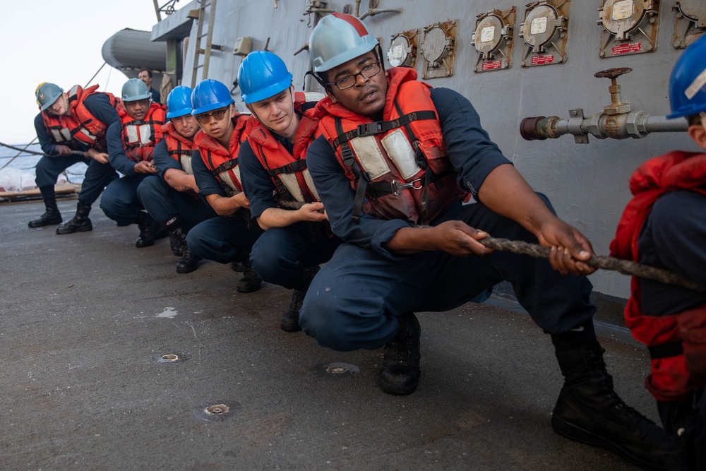 The USS Bainbridge is on a scheduled deployment in the U.S. Naval Forces Europe area of operations, employed by U.S. Sixth Fleet to defend U.S., Allied and Partner interests.