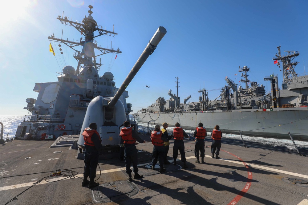 USS Cole Conducts a replenishment at sea with USNS Supply