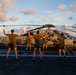 Black Knights of VMFA 314 exercise on the flight deck of Abraham Lincoln