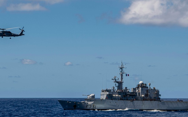 USS Gridley Conducts a Vertical Replenishment-at-Sea with FS Prairial
