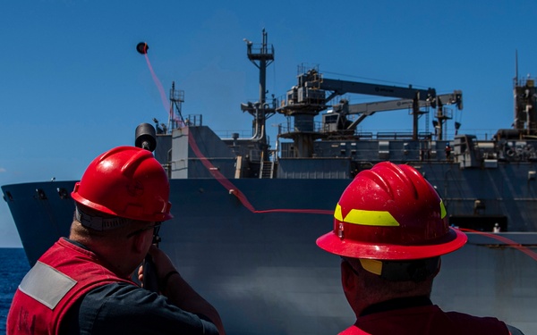 USS Gridley Conducts a Replenishment-at-Sea with USNS Washington Chambers