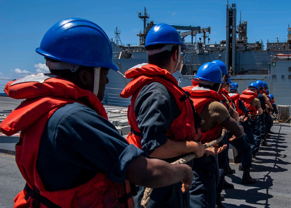 USS Gridley Conducts a Replenishment-at-Sea with USNS Washington Chambers