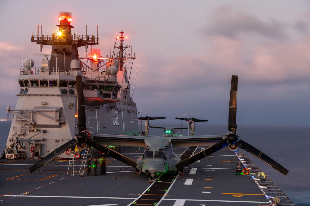 MV-22B Ospreys perform maintenance in Canberra