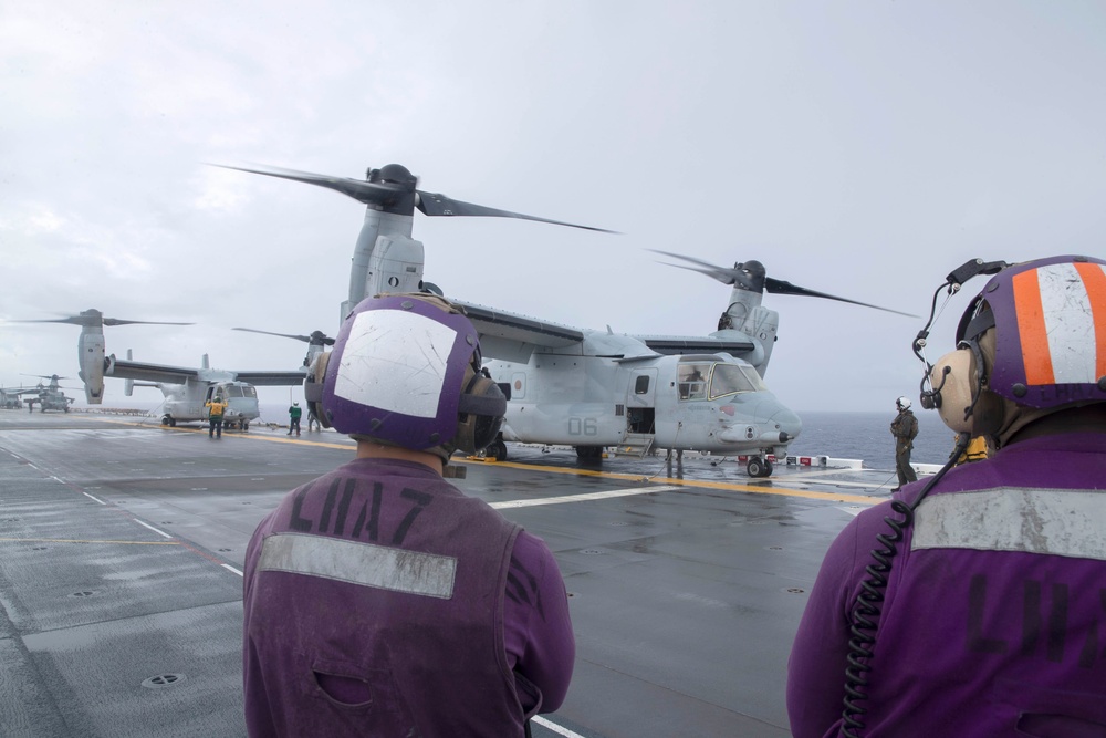 VMM-262 Reinforced V-22 Osprey's Operate aboard USS Tripoli (LHA 7)