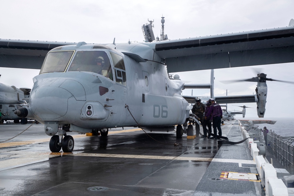 VMM-262 Reinforced V-22 Osprey's Operate aboard USS Tripoli (LHA 7)