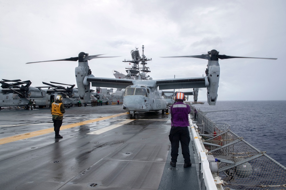 VMM-262 Reinforced V-22 Osprey's Operate aboard USS Tripoli (LHA 7)