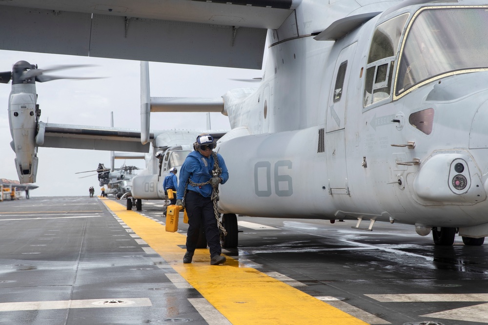 VMM-262 Reinforced V-22 Osprey's Operate aboard USS Tripoli (LHA 7)