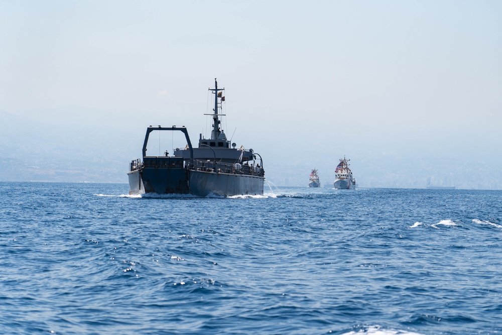 U.S. Coast Guard cutters sail with Lebanese vessel