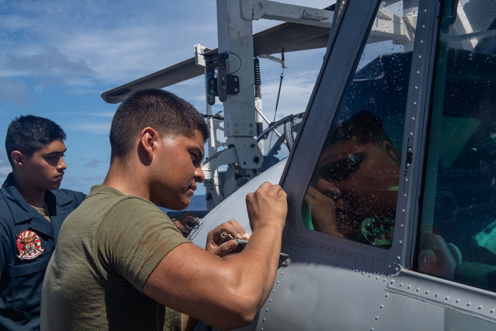 Helicopter and Tactical Vehicle Maintenance aboard USS New Orleans July 29, 2022