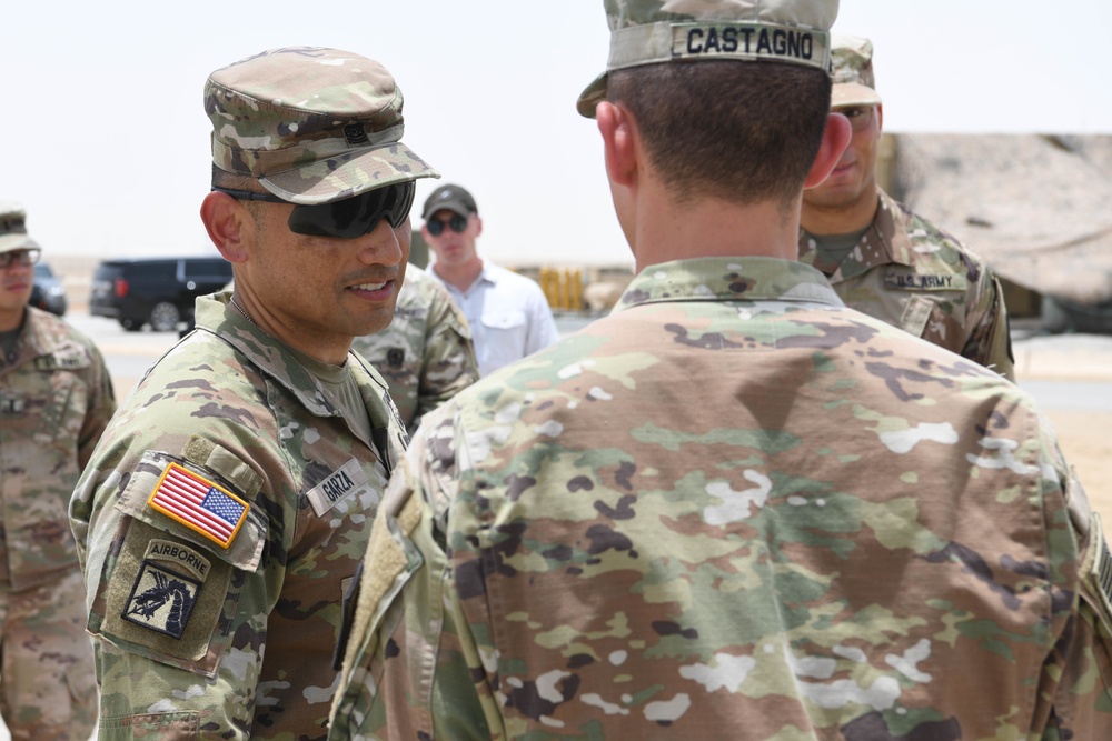 ARCENT's Frank and Garza meet with U.S. Soldiers at ADAB