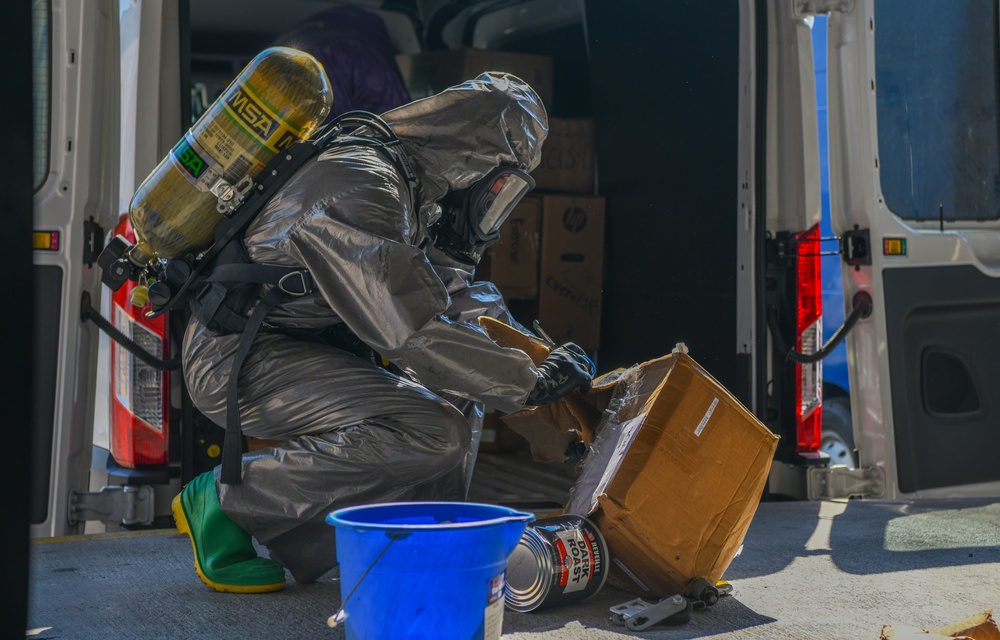 Aviano AB post office and emergency responders conduct suspicious package training