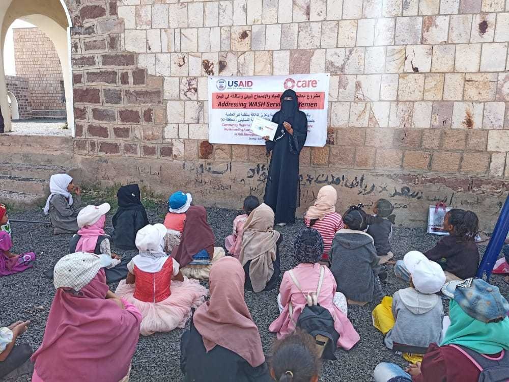 Children participate in a hygiene awareness sessio