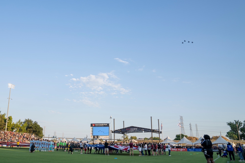 Beale AFB flies over the Lamar Hunt U.S. Open Cup semifinals match