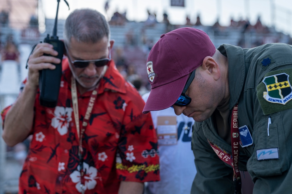 Beale AFB flies over the Lamar Hunt U.S. Open Cup semifinals match