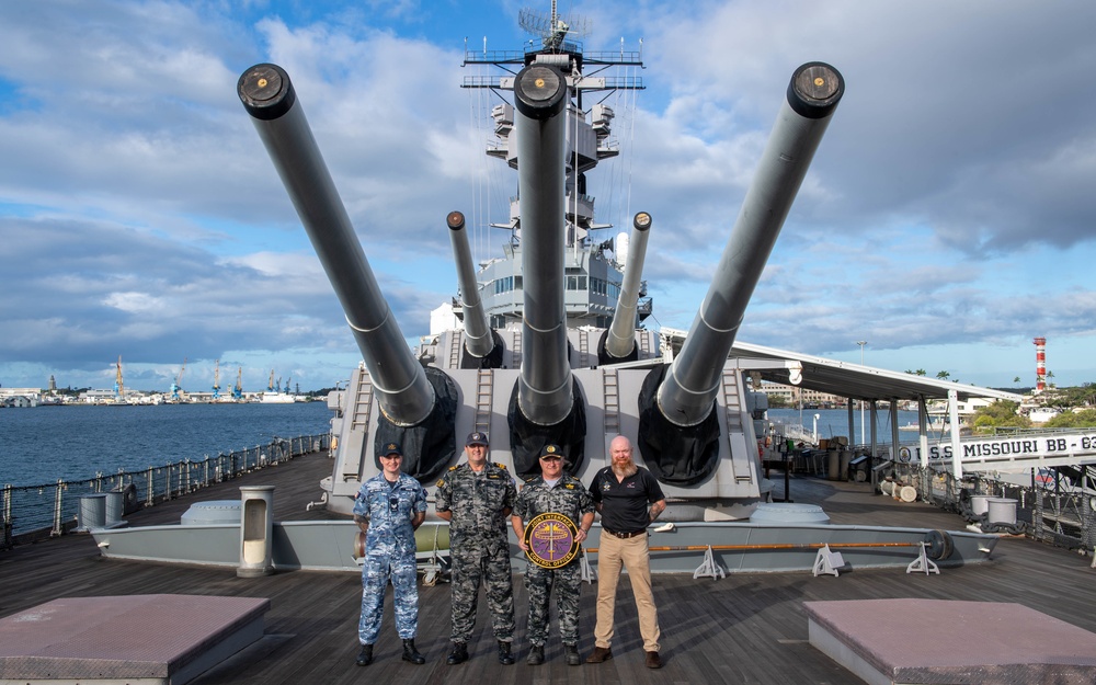 Multinational Forces Pose for a Photo Aboard the USS Missouri Memorial