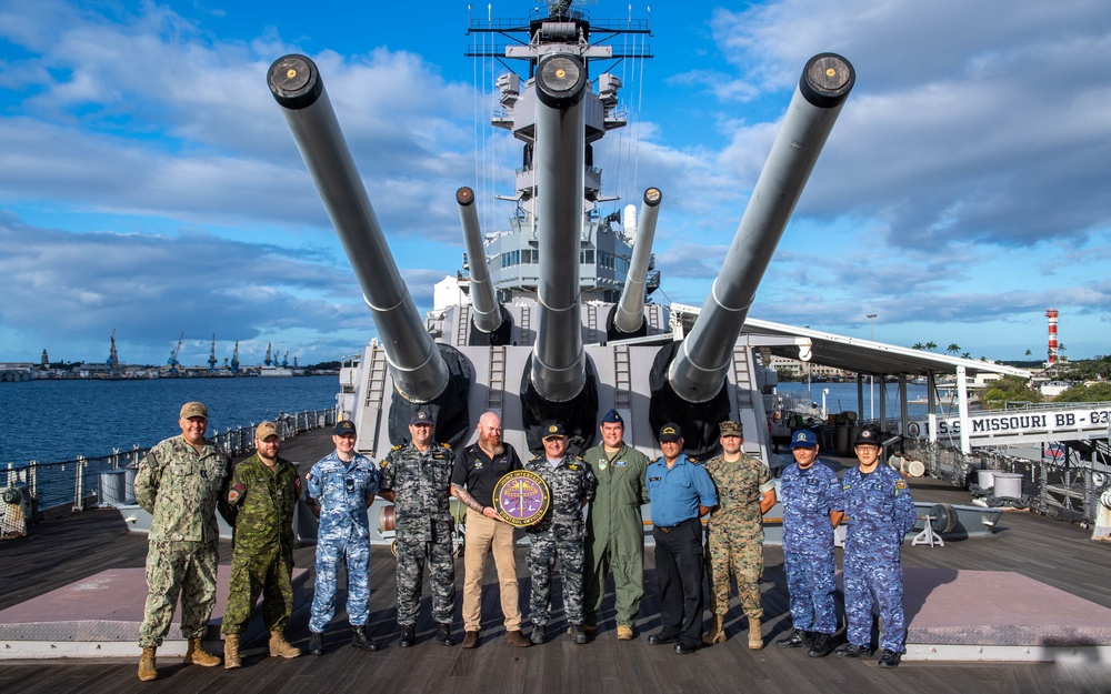 Multinational Forces Pose for a Photo Aboard the USS Missouri Memorial