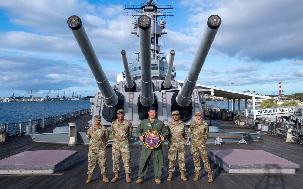 Multinational Forces Pose for a Photo Aboard the USS Missouri Memorial