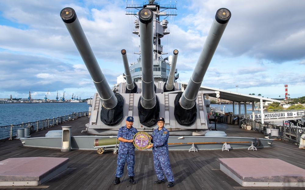 Multinational Forces Pose for a Photo Aboard the USS Missouri Memorial