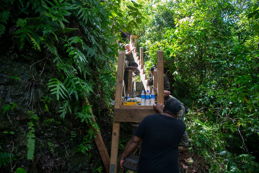 U.S. Marines work with Palauans to reconstruct a pathway to a Peleliu Memorial | Task Force Koa Moana 22