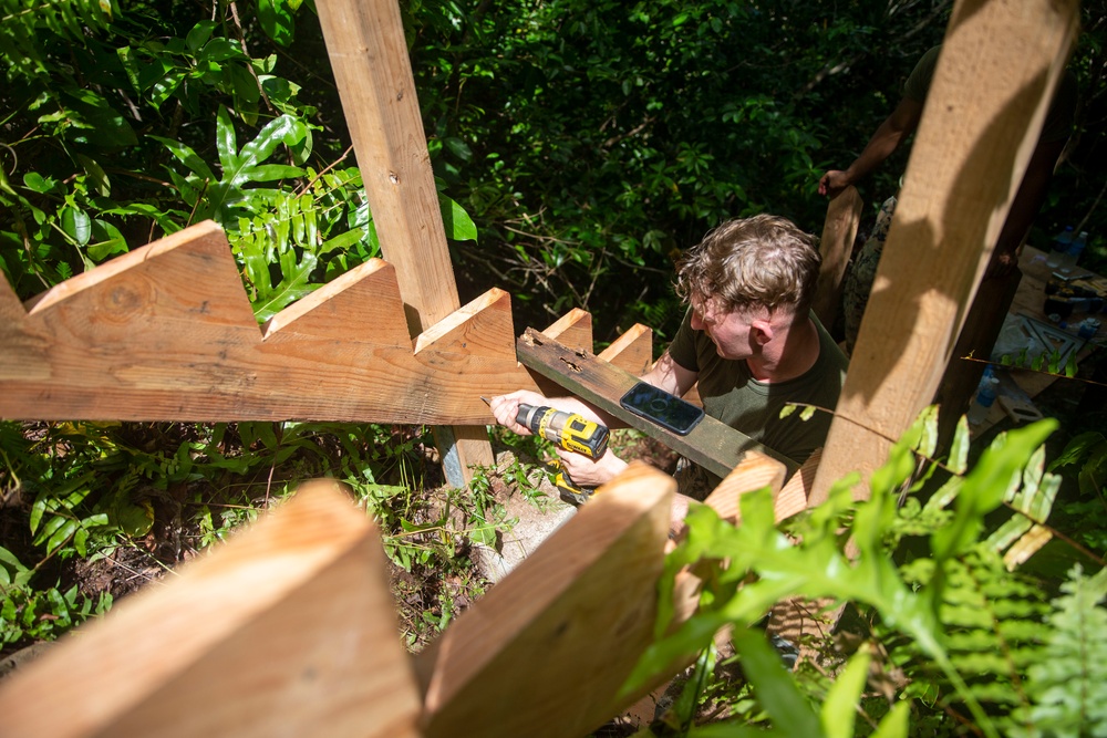 U.S. Marines work with Palauans to reconstruct a pathway to a Peleliu Memorial | Task Force Koa Moana 22