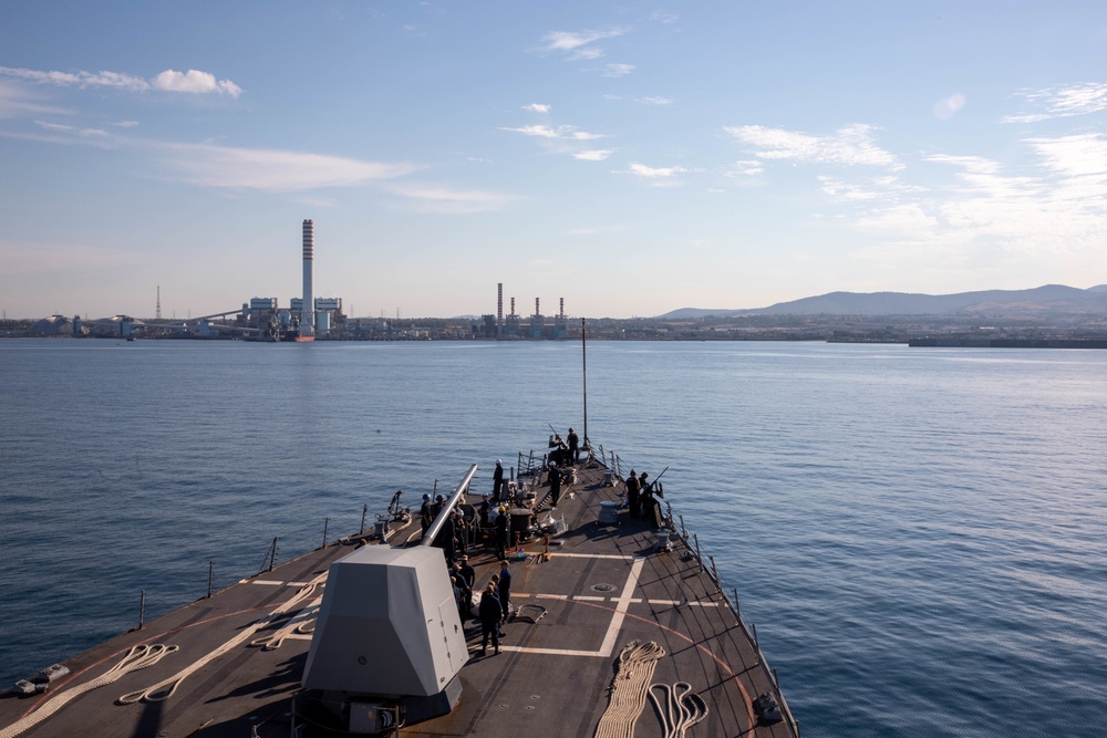 The USS Bainbridge is on a scheduled deployment in the U.S. Naval Forces Europe area of operations, employed by U.S. Sixth Fleet to defend U.S., Allied and Partner interests.