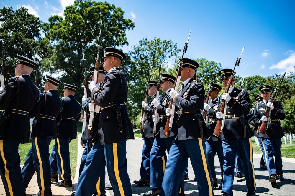 Military Funeral Honors with Funeral Escort are Conducted for U.S. Army 1st Lt. Myles W. Esmay in Section 36