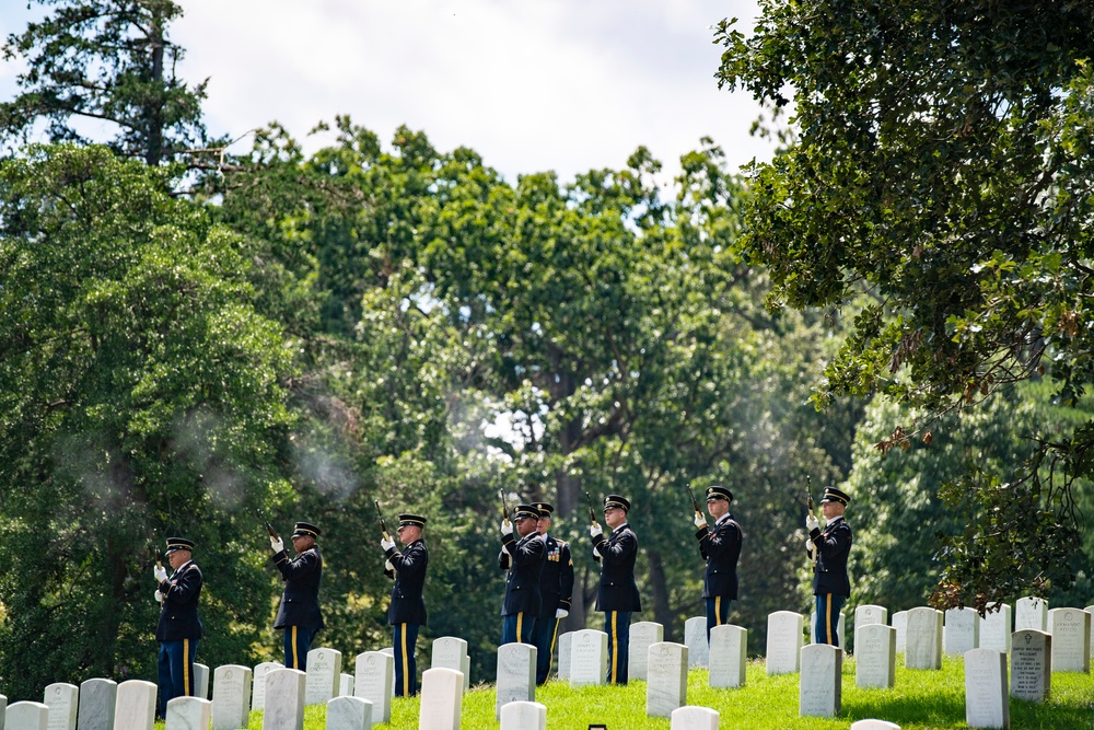 Military Funeral Honors with Funeral Escort are Conducted for U.S. Army 1st Lt. Myles W. Esmay in Section 36