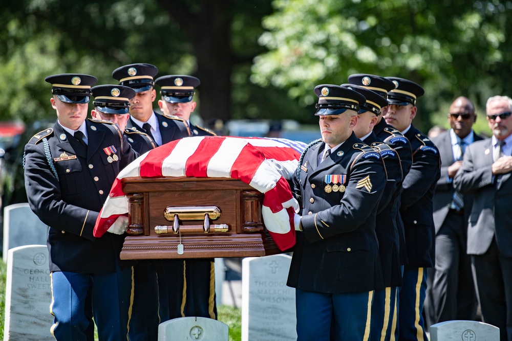 Military Funeral Honors with Funeral Escort are Conducted for U.S. Army 1st Lt. Myles W. Esmay in Section 36