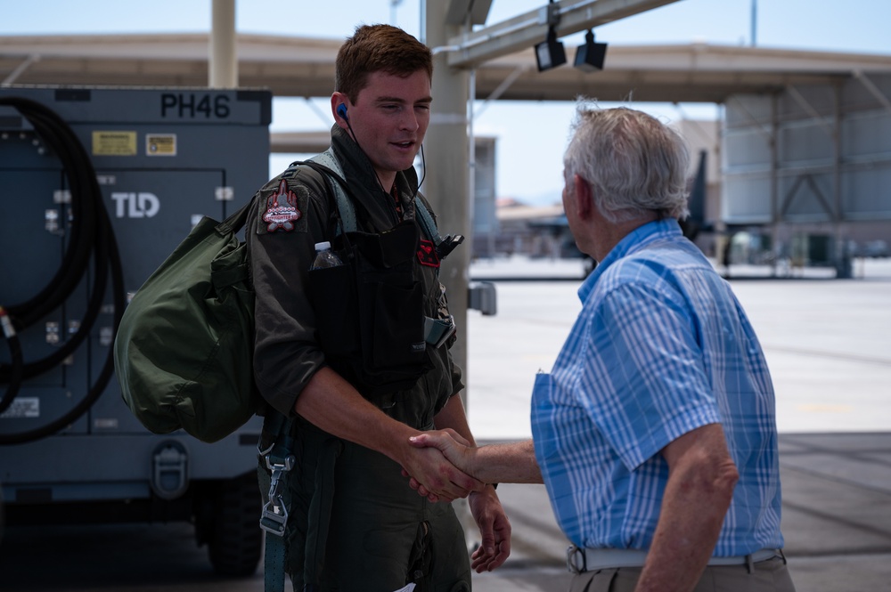 Retired Col. John “JB” Stone visits Nellis AFB to give out Red Flag-Nellis award