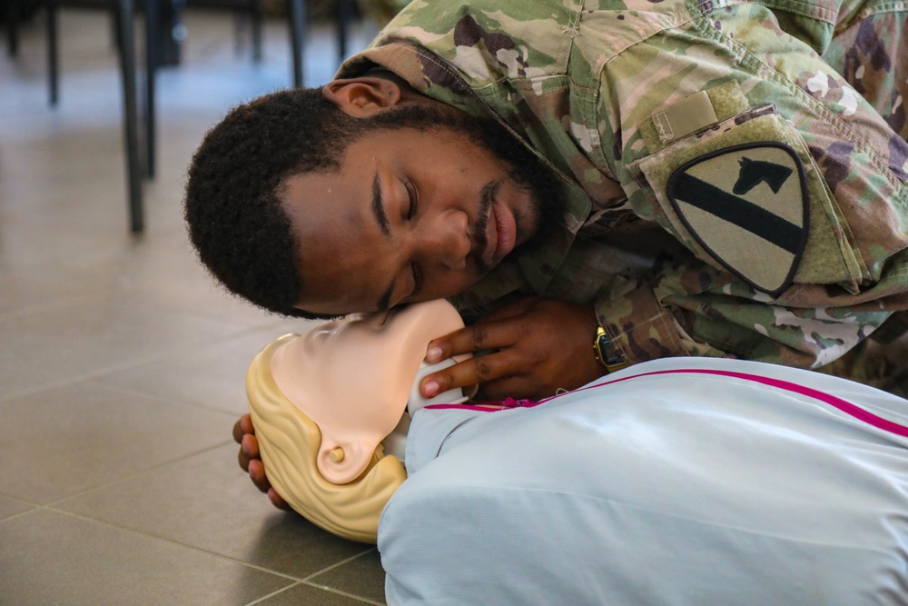 3rd Armored Brigade Combat Team, 1st Cavalry Division Soldiers Participate in a CPR Class.